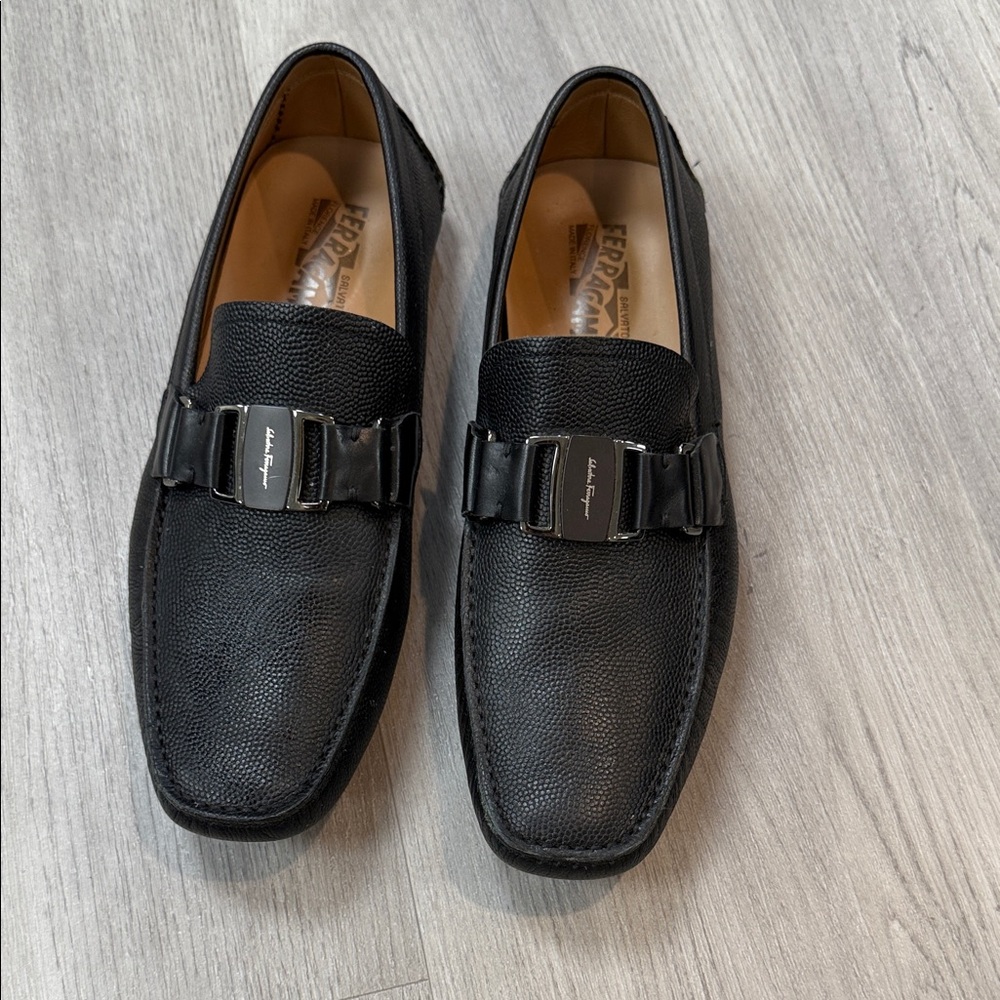 Salvatore Ferragamo Black Leather Loafers